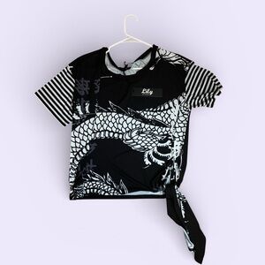 Lily Black and White Dragon Print Blouse